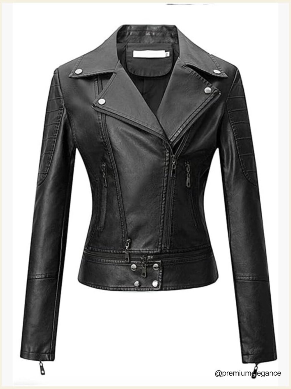 Vegan Leather Moto Jacket with Vented Back, Faux Leather Biker Style